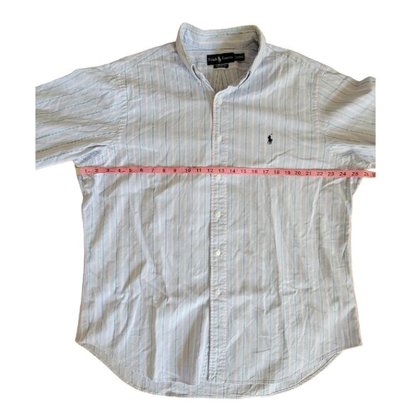Polo Ralph Lauren Button Down 17 34/35 XL Long Sleeve Blue Pink White Stripe - Picture 3 of 8